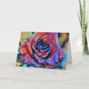 Colourful Painted Rose Art Note Card