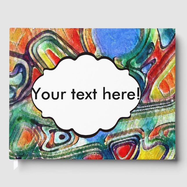Colourful painted shapes guest book (Front)