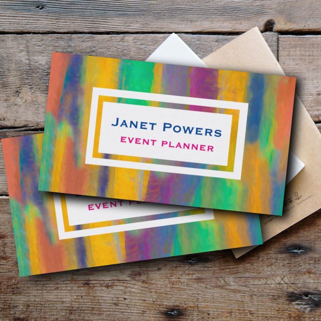 colourful painted stripes abstract art modern  business card (Creator Uploaded)