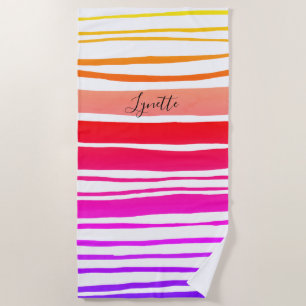 Colourful painted stripes beach towel