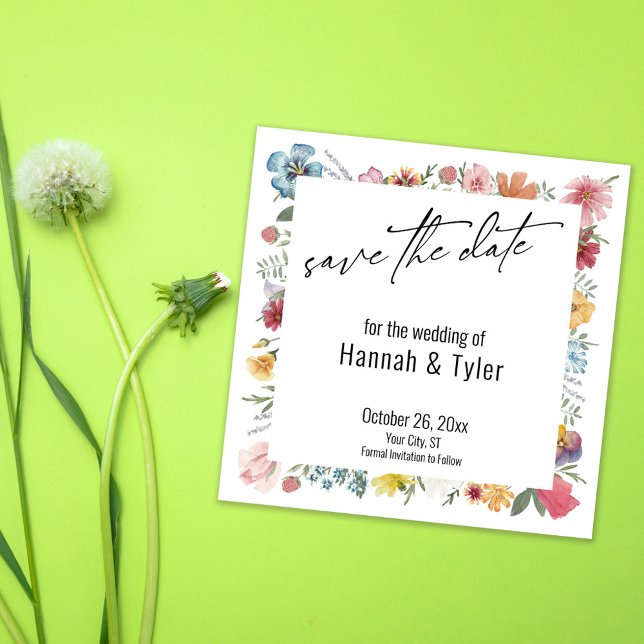 Colourful Painted Watercolor Meadow Wildflower Save The Date (Creator Uploaded)