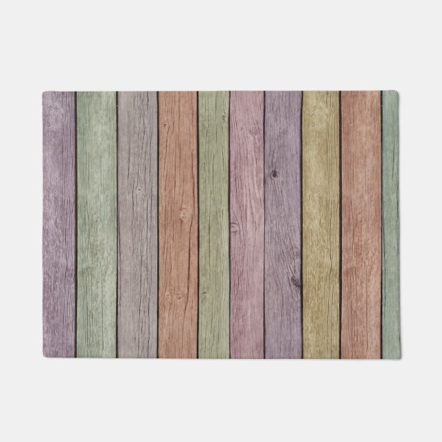 Colourful Painted Weathered Wood Doormat (Front)