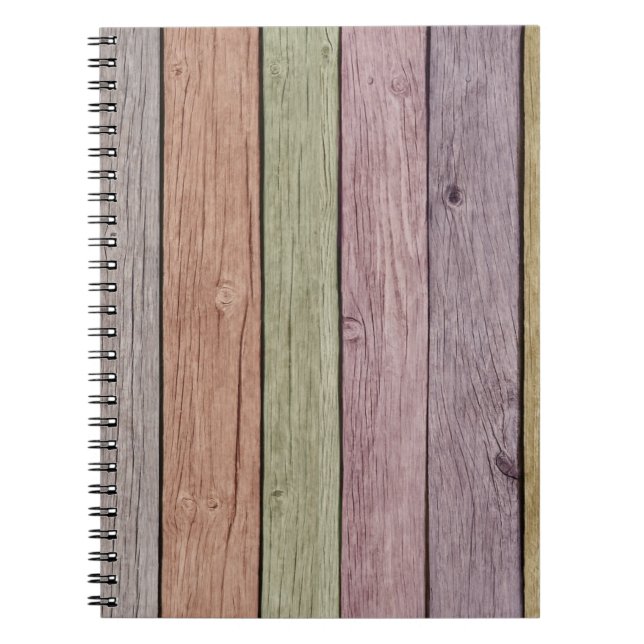 Colourful Painted Weathered Wood Notebook (Front)