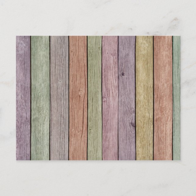 Colourful Painted Weathered Wood Postcard (Front)