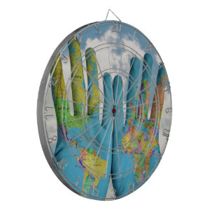 Colourful Painted World Map in Hands, Art Photo Dartboard