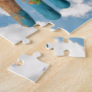 Colourful Painted World Map in Hands, Art Photo Jigsaw Puzzle