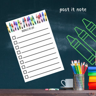 Colourful Painterly Crayons To Do List  Post-it Notes