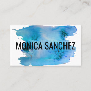 Colourful painting abstract business card blue