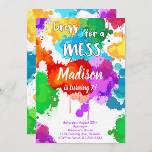 Colourful Painting Birthday Party Invitation