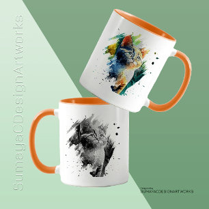 Colourful Painting Cat Mug customisable