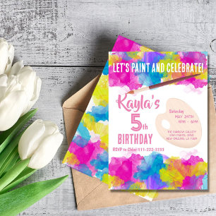Colourful Painting Girl Birthday Party Invitation