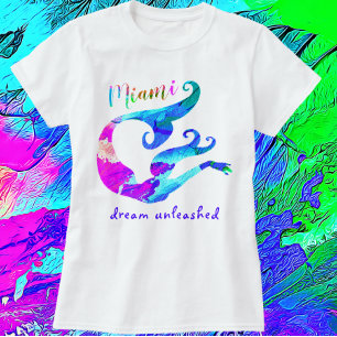 Colourful Painting of Miami Mermaid Dream Unleashe T-Shirt