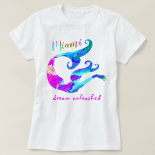 Colourful Painting of Miami Mermaid Dream Unleashe T-Shirt