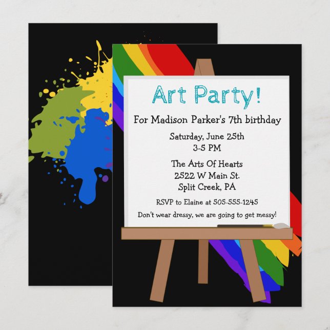 Colourful Painting Party Invitation (Front/Back)