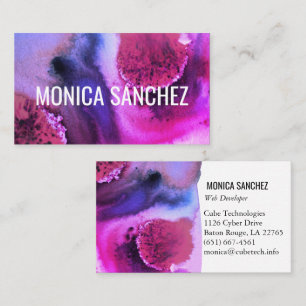 Colourful painting pink purple abstract modern business card