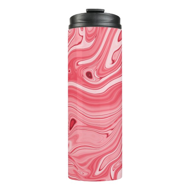 Colourful paintings of marbling, red marble ink pa thermal tumbler (Front)