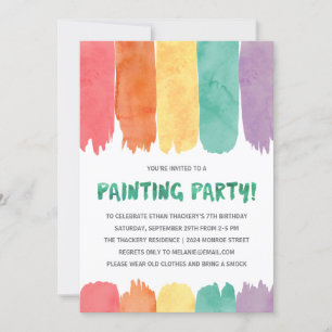 Colourful Paints   Art/Painting Birthday Party Invitation