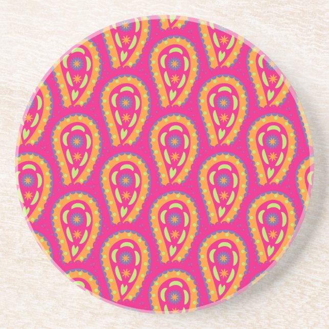 Colourful Paisley Coaster (Front)