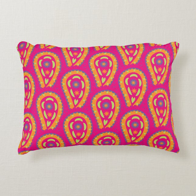 Colourful Paisley Decorative Cushion (Front)