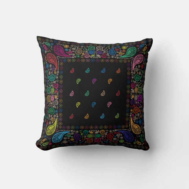 Colourful Paisley Design Cushion (Front)