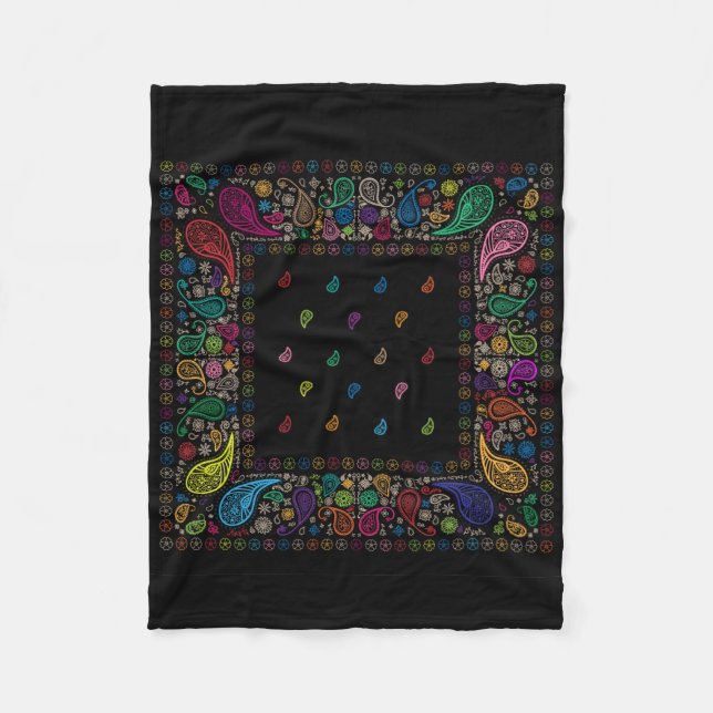 Colourful Paisley Design Fleece Blanket (Front)