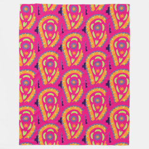 Colourful Paisley Fleece Blanket