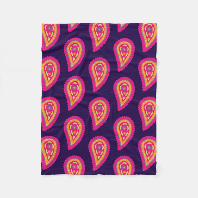 Colourful Paisley Fleece Blanket (Front)