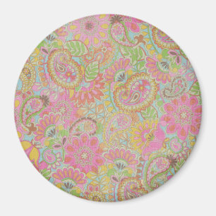 Colourful Paisley Floral botanical Flowers   Magnet