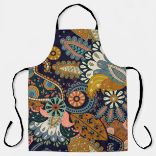 Colourful Paisley: Floral Indian Wallpaper. Apron