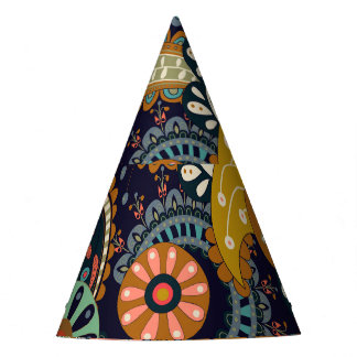 Colourful Paisley: Floral Indian Wallpaper. Party Hat