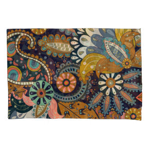 Colourful Paisley: Floral Indian Wallpaper. Pillowcase