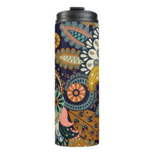 Colourful Paisley: Floral Indian Wallpaper. Thermal Tumbler