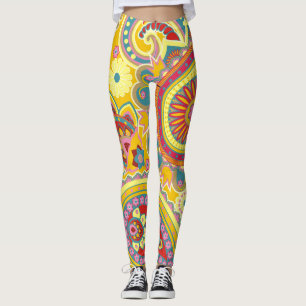 Colourful Paisley Floral Stylish Modern Pattern Leggings