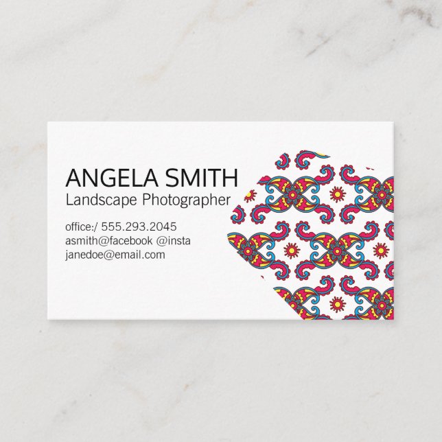 Colourful Paisley Flower  Flowers Botanical Flower Business Card (Front)