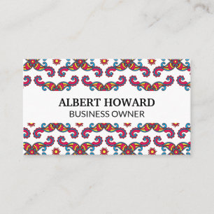 Colourful Paisley Flower Pattern Business Card