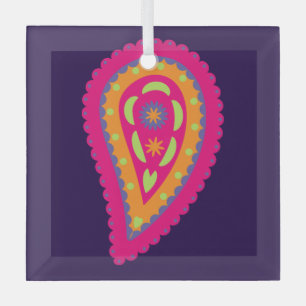 Colourful Paisley Glass Tree Decoration
