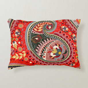 Colourful Paisley Indian Seamless Pattern Decorative Cushion
