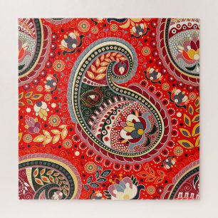 Colourful Paisley Indian Seamless Pattern Jigsaw Puzzle