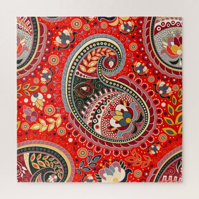 Colourful Paisley Indian Seamless Pattern Jigsaw Puzzle (Vertical)