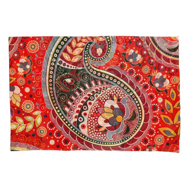 Colourful Paisley Indian Seamless Pattern Pillowcase (Front)