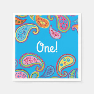 Colourful Paisley Kids Birthday Party Napkin