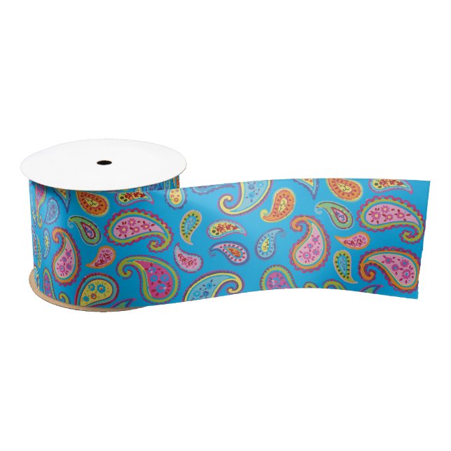 Colourful Paisley Kids Birthday Party Satin Ribbon (Spool)