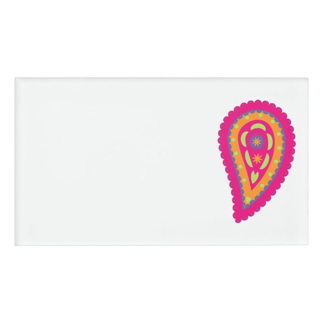 Colourful Paisley Name Tag (Front)