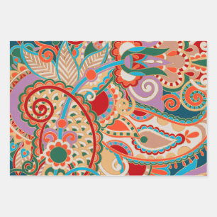 Colourful Paisley Ornament Wrapping Paper Sheet