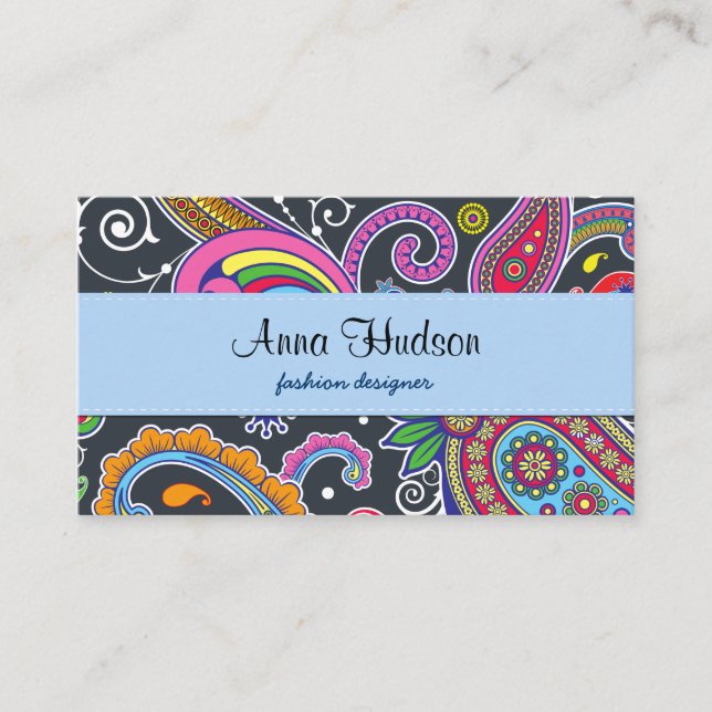 Colourful Paisley, Paisley Pattern, Persian Paisle Business Card (Front)