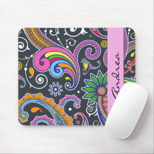 Colourful Paisley, Paisley Pattern, Your Name Mouse Mat