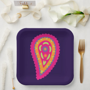 Colourful Paisley Paper Plate