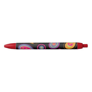 Colourful Paisley Pattern Black Ink Pen