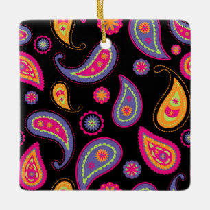 Colourful Paisley Pattern Ceramic Ornament