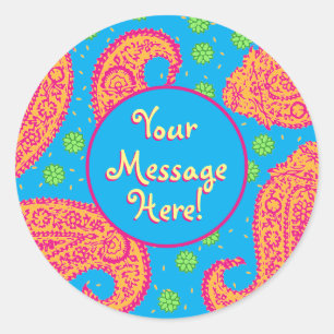 Colourful Paisley Pattern Classic Round Sticker